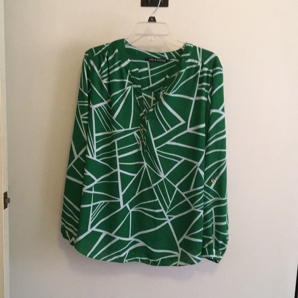 Green and White Zac & Rachel Blouse